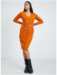 Oranžové pouzdrové svetrové šaty Guess Lena - Dámské