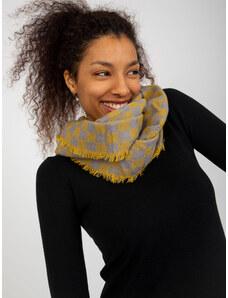 Fashionhunters Šedožlutý kostkovaný zimní šátek pro ženy