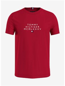 Červené pánské tričko Tommy Hilfiger - Pánské