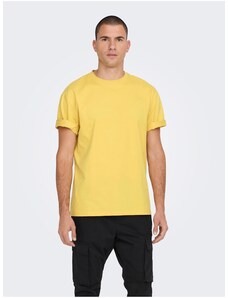 Žluté pánské basic tričko ONLY & SONS Fred - Pánské