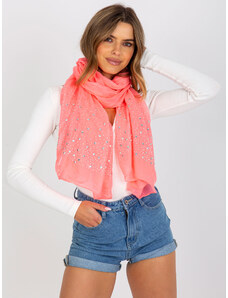 Fashionhunters Fluo růžový šátek s ozdobnou aplikací