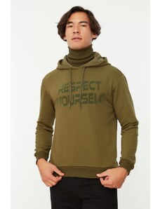 Trendyol Men's Khaki Regular Fit Hooded Cotton Sweatshirt