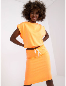 Fashionhunters Fluo oranžová základní tepláková souprava se sukní Ursula