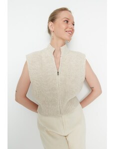 Trendyol Stone Crop Zipper Základní pletený svetr