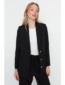 Trendyol Black Woven Lined Double Breasted Closeup Blazer Jacket