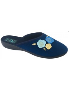 Dámské pantofle přezůvky ADANEX DIANA 27894 modré s květy plná špička