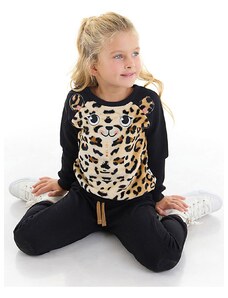 Denokids Plush Leopard Girls Tracksuit Set