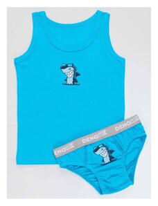 Denokids Shark Boy Blue Singlet Slip Set