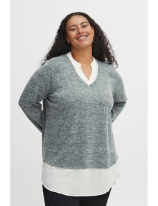 Šedý dámský žíhaný svetr s košilovou vsadkou Fransa - Dámské