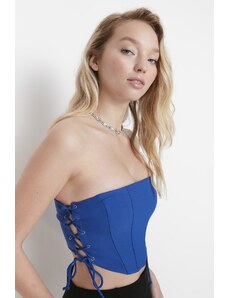 Trendyol Saks Crop Lined Woven Trim Bustier