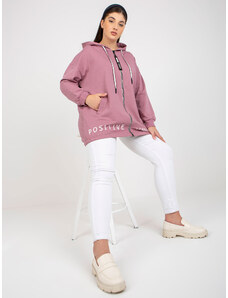 Fashionhunters Prašně růžová mikina na zip plus velikosti