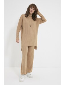 Trendyol Camel Half Turtleneck Corduroy Sweater-Pants Knitwear Suit