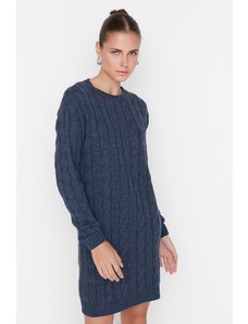 Trendyol Námořnická modrá pletená pletená svetrová šaty