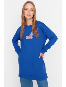 Trendyol Indigo Embroidery Embroidered Soft Feather Knitted Sweatshirt