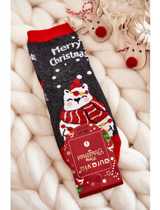 Kesi Dětské ponožky "Merry Christmas" medvěd Šedý a červený