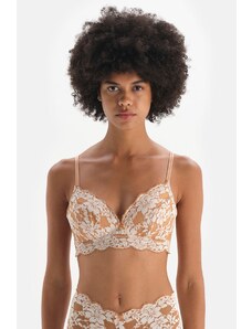 Dagi Brown Mesh Detail Unfilled Underwire Lace Bra.