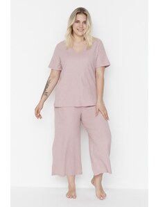 Trendyol Curve Dried Rose Camisole Knitted Pajamas Set