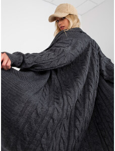 Fashionhunters Tmavě šedá třídílná pletená souprava s kardiganem