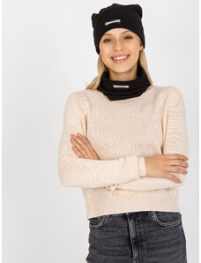 Fashionhunters Černá dvoudílná zimní souprava s čepicí