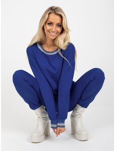 Fashionhunters Tmavě modrá dámská tepláková souprava s kalhotami