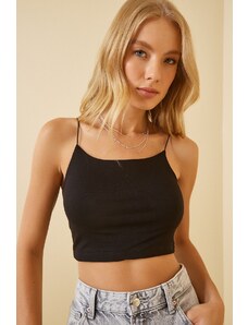 Happiness İstanbul Women's Black Knitted Bustier with Straps