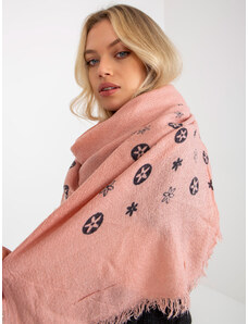 Fashionhunters Prachově růžový dámský šátek s potiskem