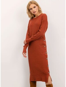 Fashionhunters BSL Brick red knitted dress
