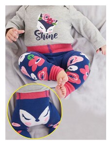 Denokids Fox Baby Girl Navy Blue Pink Leggings-pants