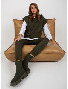 Fashionhunters Khaki třídílný ležérní set s kalhotami