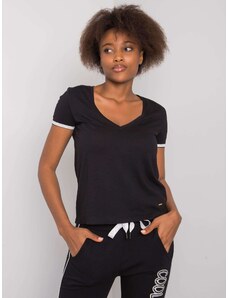 Fashionhunters NEVÍŠ MĚ Dámské dámské černé bavlněné tričko