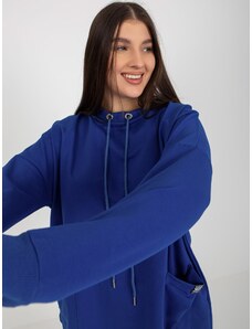 Fashionhunters Kobaltově modrá mikina plus size basic s kapsami