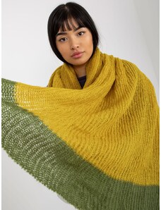 Fashionhunters Žlutá a zelená dvoubarevná dámská pletená šála