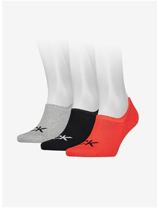 Calvin Klein Sada tří párů pánských ponožek v šedé, černé a červené barvě Calvin - Pánské