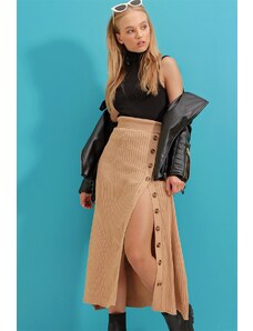 Trend Alaçatı Stili Women's Biscuit Button Detailed Knitwear Skirt