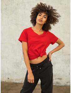 Fashionhunters FOR FITNESS červené tričko s výstřihem do V