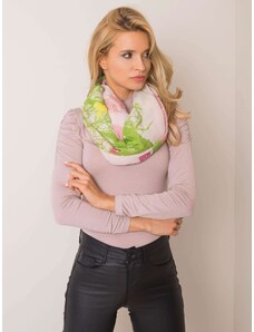 Fashionhunters Tmavě růžový a zelený šátek s potiskem