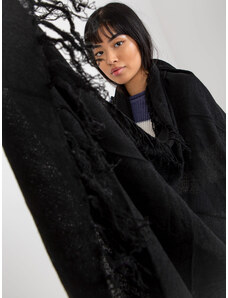 Fashionhunters Dámský černý hladký šátek s třásněmi