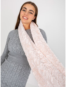 Fashionhunters Světle růžový dámský tubový šátek z umělé kožešiny
