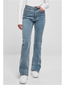 UC Ladies Dámské džínové kalhoty Highwaist Straight Slit Denim - modré