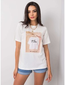 Fashionhunters Bílé bavlněné tričko s potiskem