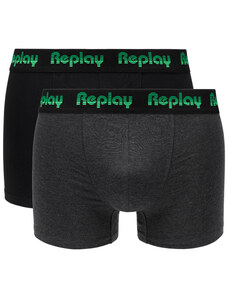 Replay Boxerky Boxer Style 5 Jacquard Logo 2Pcs Box - Black/D G Mel/Gre - Pánské