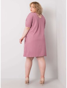 Fashionhunters Prachově růžové volné šaty větší velikosti