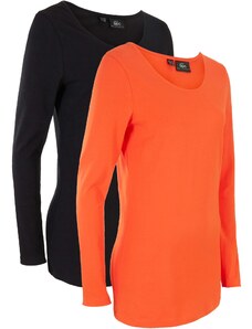bonprix Dlouhé triko s organickou bavlnou (2 ks v balení) Oranžová
