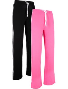 bonprix Dlouhé strečové kalhoty (2 ks v balení), rovný střih Pink