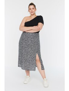 Trendyol Curve Black Slit Woven Viscose Skirt