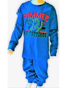 CALVI-Chlapecké pyžamo Krokodýl DR modré