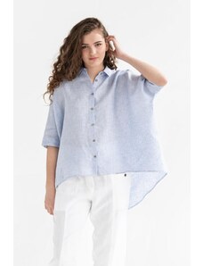 Magic Linen Lehká lněná košile HANA v modrém ginghamu Velikost: XS/M