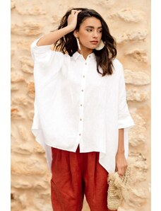 Magic Linen Lehká lněná košile HANA v bílé barvě Velikost: L/XL
