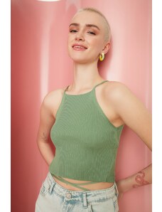 Trendyol Mint Crop Tie Detailed Knitwear Blouse