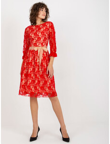 Fashionhunters Dámské elegantní krajkové šaty - červené
